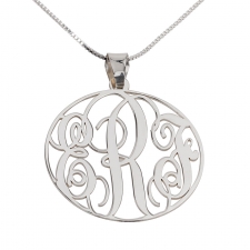 3 Letters Silver Monogram Necklace - Round
