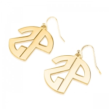 2 Block Letters Gold Monogram Name Earrings