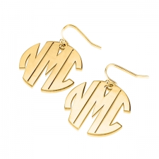 3 Block Letters Gold Monogram Name Earrings