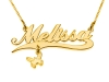  Double Thickness Gold Plated Name Necklace with Gold Plated Pendant