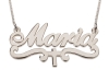 Sterling Silver Name Necklace with Underline and Cross 