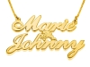 2 Words Gold Plated Cursive Name Necklace with Cupid