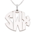 3 Letters Silver Monogram Necklace - Open