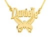  Double Thickness Gold Butterfly with Name Personalized Necklace