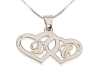 Two Hearts with Letters Silver Name Necklace Small